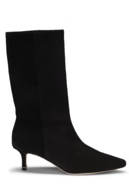 Suede boots with Double B monogram, Black