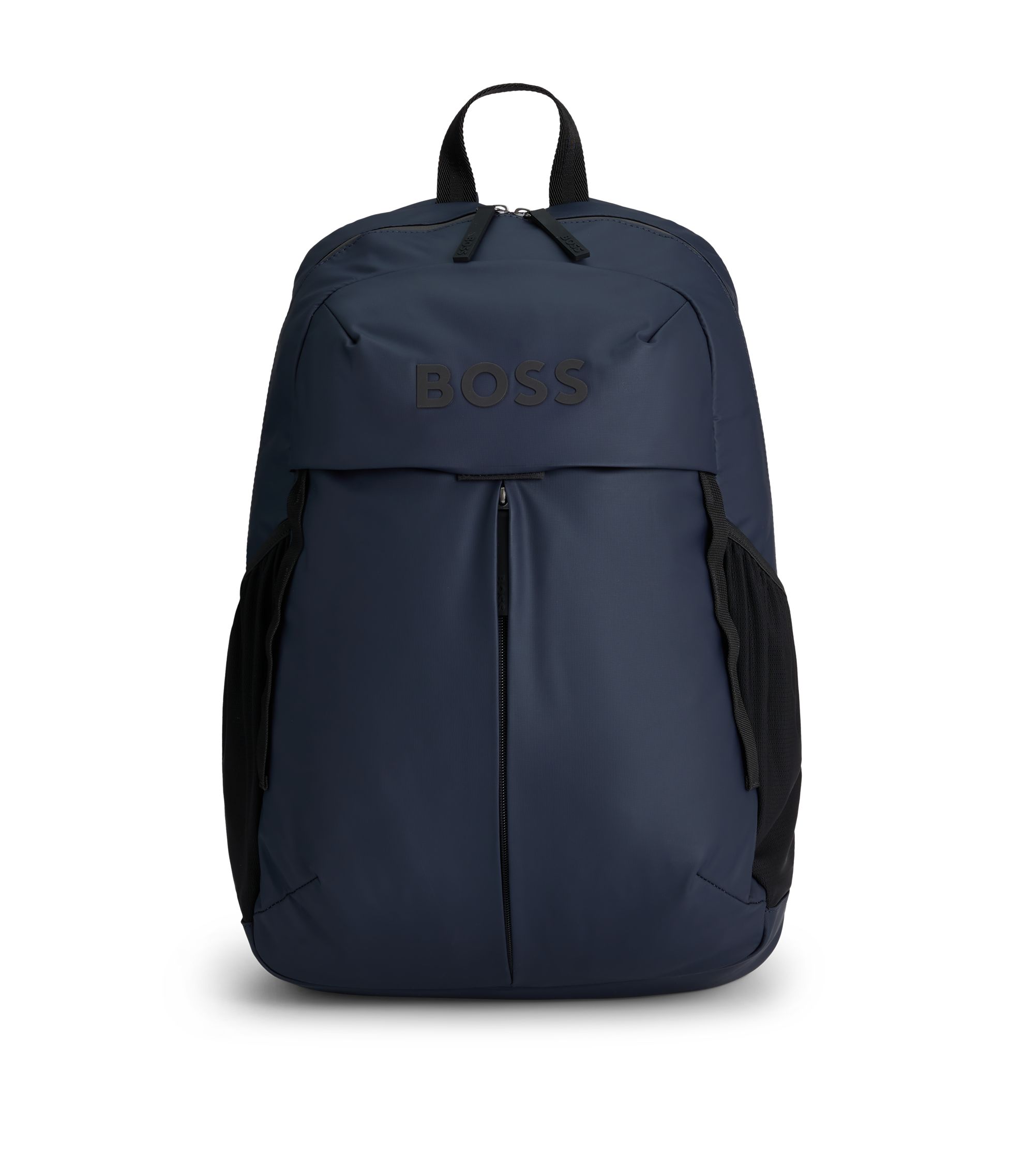 HUGOバッグ HUGO - Grained faux-leather backpack with stacked-logo trim
