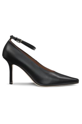 Nappa-leather pumps with ankle strap, Black