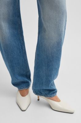Backless mules in nappa leather, White