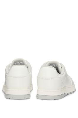 Baskets blanches avec tige en similicuir, Blanc