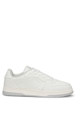 Baskets blanches avec tige en similicuir, Blanc