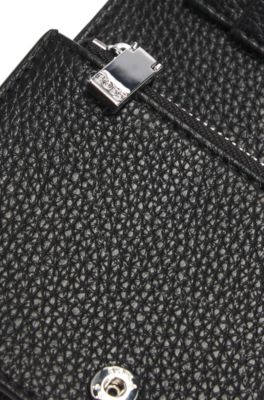 Grained small wallet with Double B monogram, Black