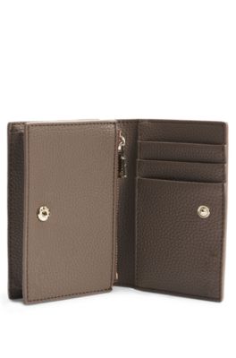 Grained small wallet with Double B monogram, Brown