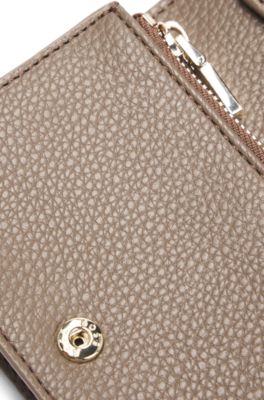 Grained small wallet with Double B monogram, Brown