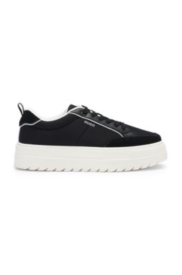 Platform trainers with suede trims, Black