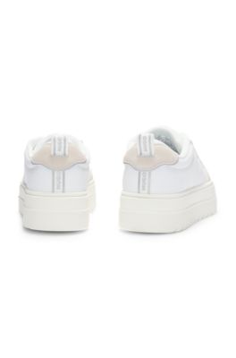 Platform trainers with suede trims, White