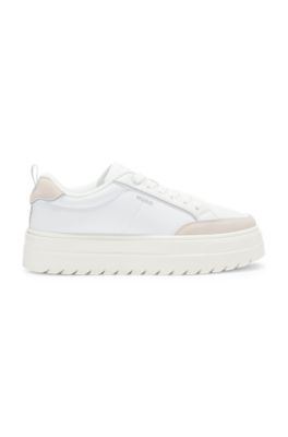 Platform trainers with suede trims, White