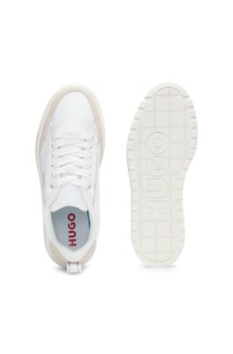 Platform trainers with suede trims, White