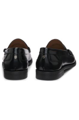 Penny-trim loafers in brush-off leather, Black