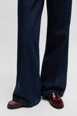 Penny-trim loafers in brush-off leather, Dark Red