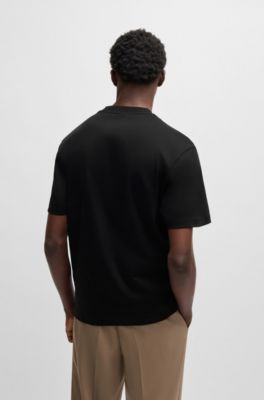 Interlock-cotton T-shirt with contrast pocket, Black