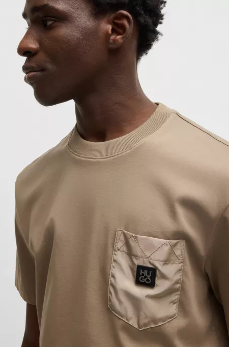 Interlock-cotton T-shirt with contrast pocket