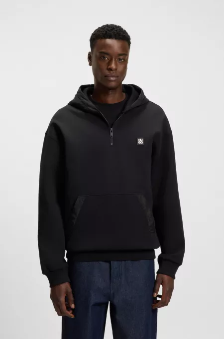 Zip-neck hoodie with contrast trims