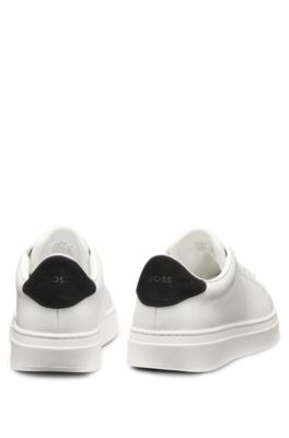 Deportivas de piel con tal&oacute;n de ante, Blanco