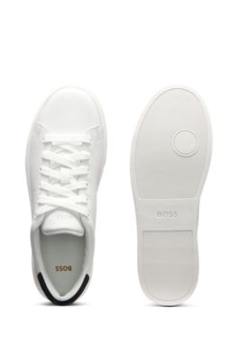 Deportivas de piel con tal&oacute;n de ante, Blanco