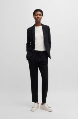 Deportivas de piel con tal&oacute;n de ante, Blanco