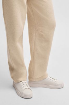 Deportivas de piel con tal&oacute;n de ante, Blanco