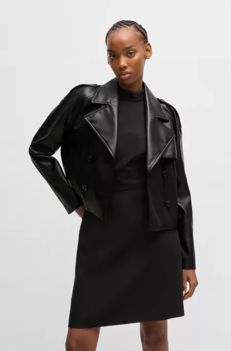 Relaxed-fit double-breasted jacket in faux leather