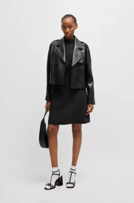 Mock-neck dress in stretch fabric