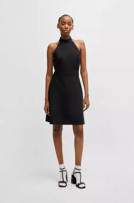 Mock-neck dress in stretch fabric