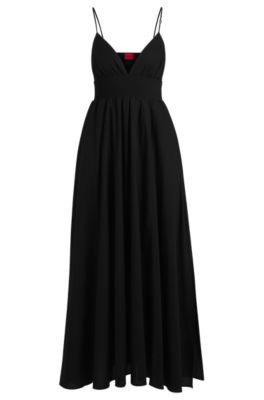 HUGO - Strappy maxi dress in lightweight cotton with smocked trim