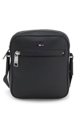 Bolso mensajero con logo grabado, Negro