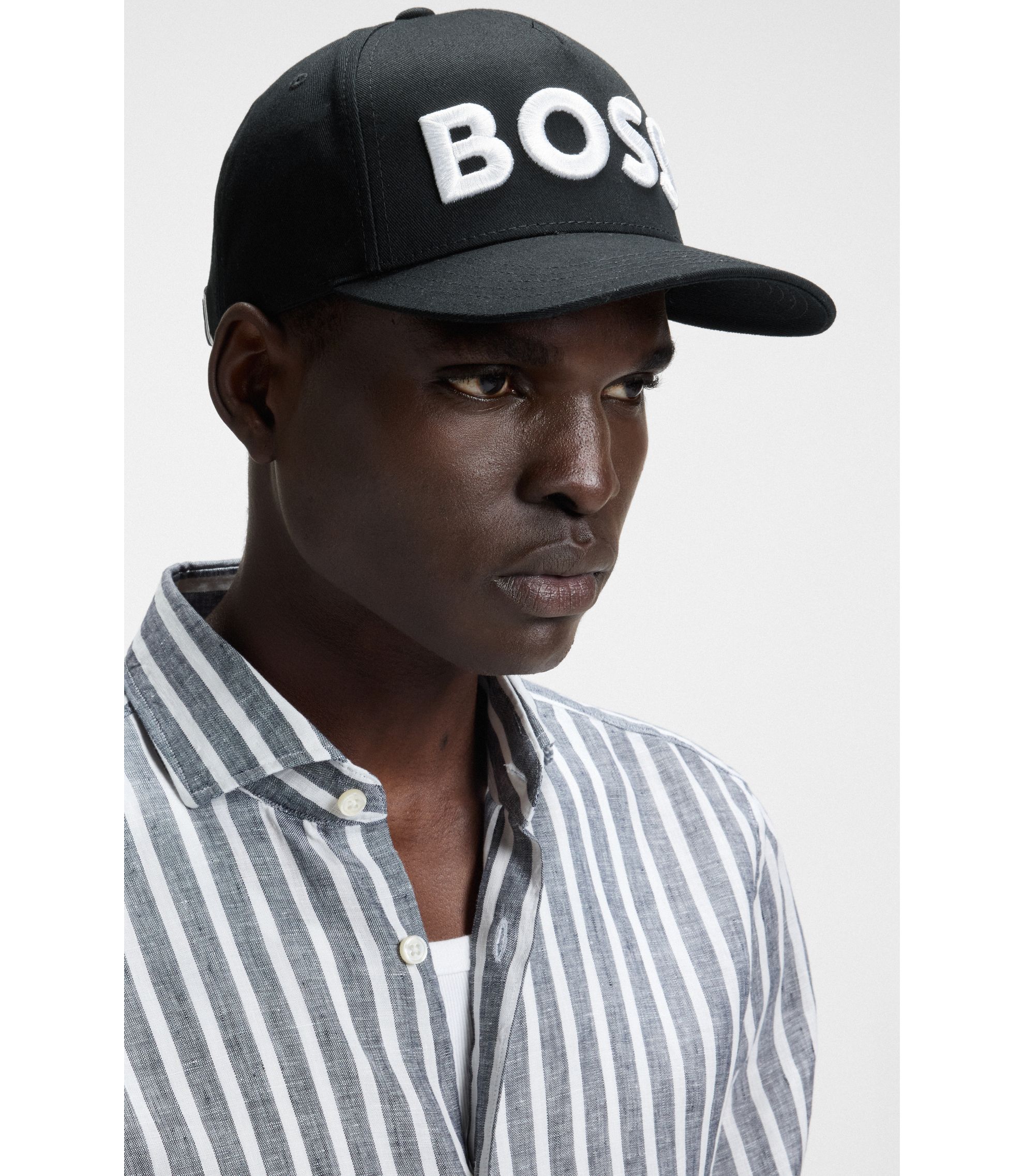 BOSS - Embroidered-logo cap in cotton twill - Black