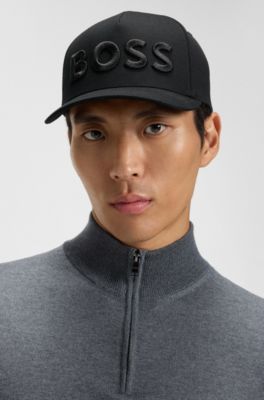 Embroidered-logo cap in cotton twill, Black