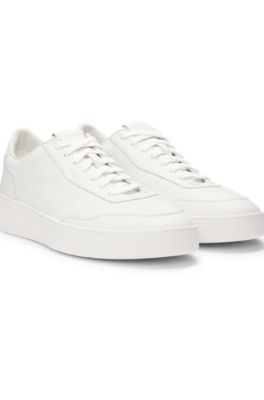 Leather trainers with rubber outsole, White