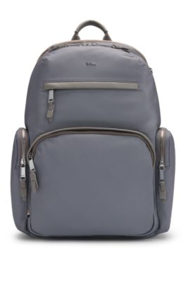Leather-trim backpack with silver-tone logo lettering, Light Green