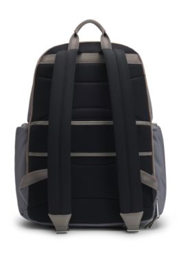 Leather-trim backpack with silver-tone logo lettering, Light Green