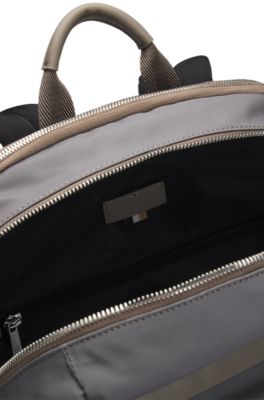 BOSS - Backpack with leather trims and two-way zip - Light Green