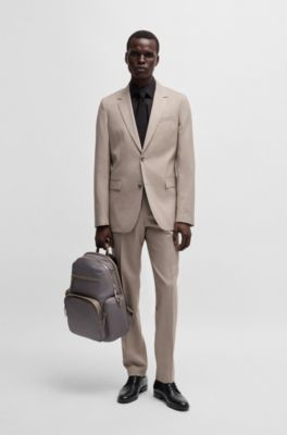 Leather-trim backpack with silver-tone logo lettering, Light Green