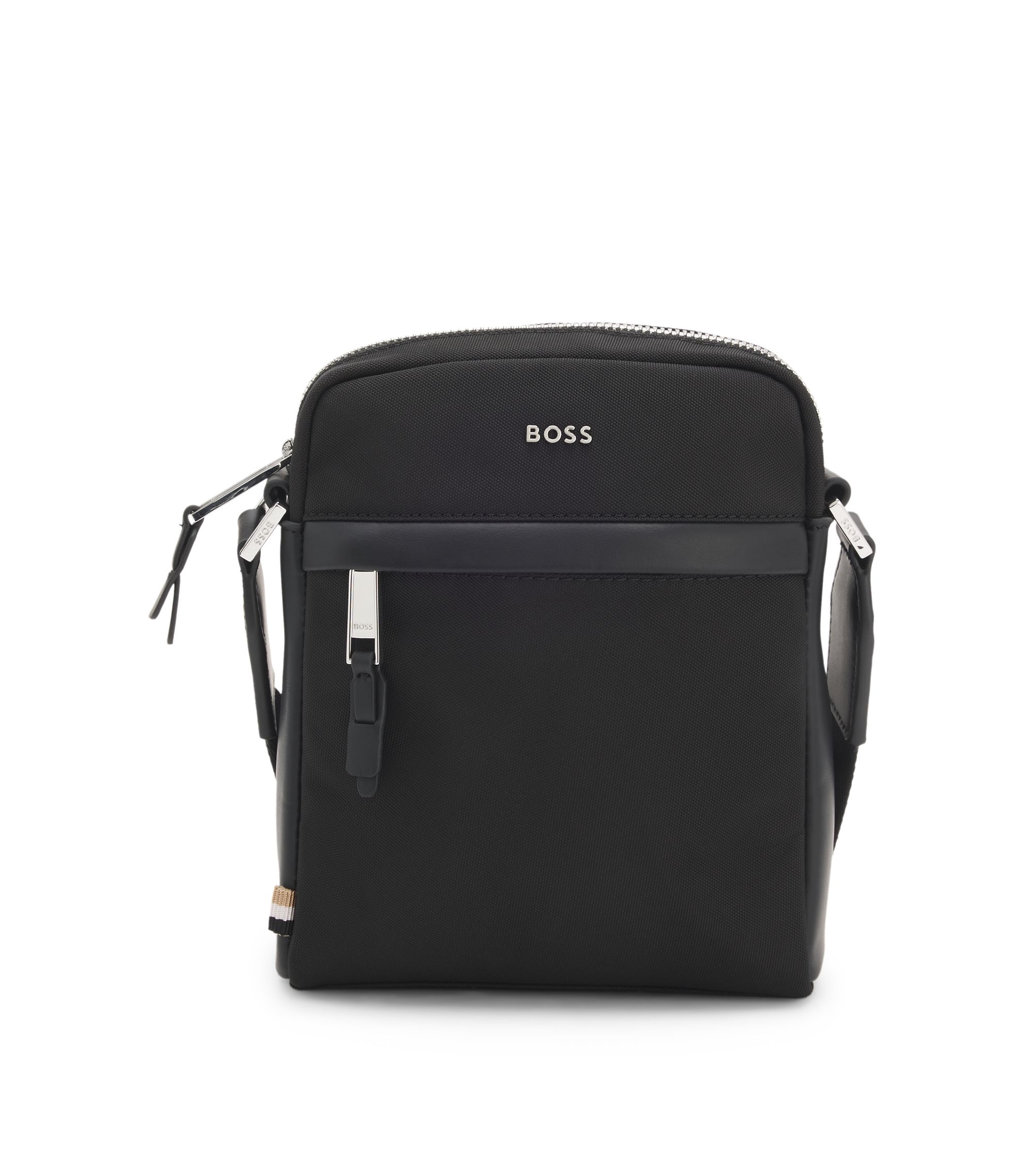 BOSS - Reporter bag with leather trims - Black