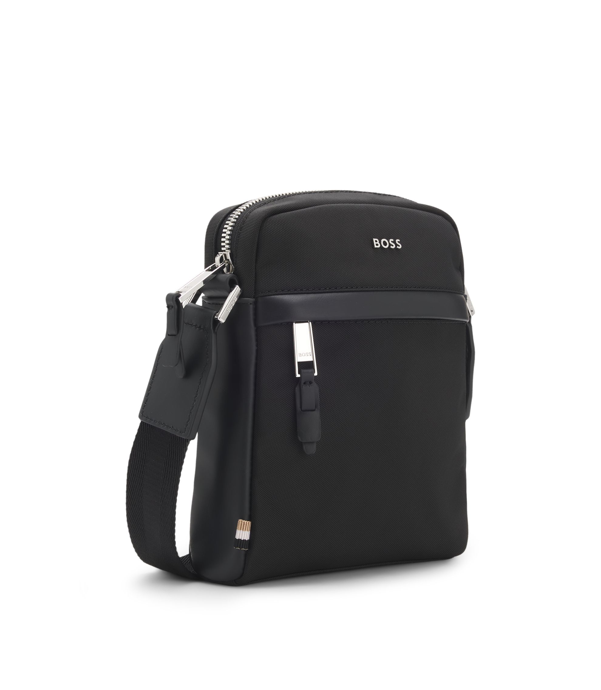 BOSS - Reporter bag with leather trims - Black