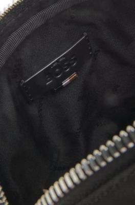 Leather-trimmed reporter bag, Black