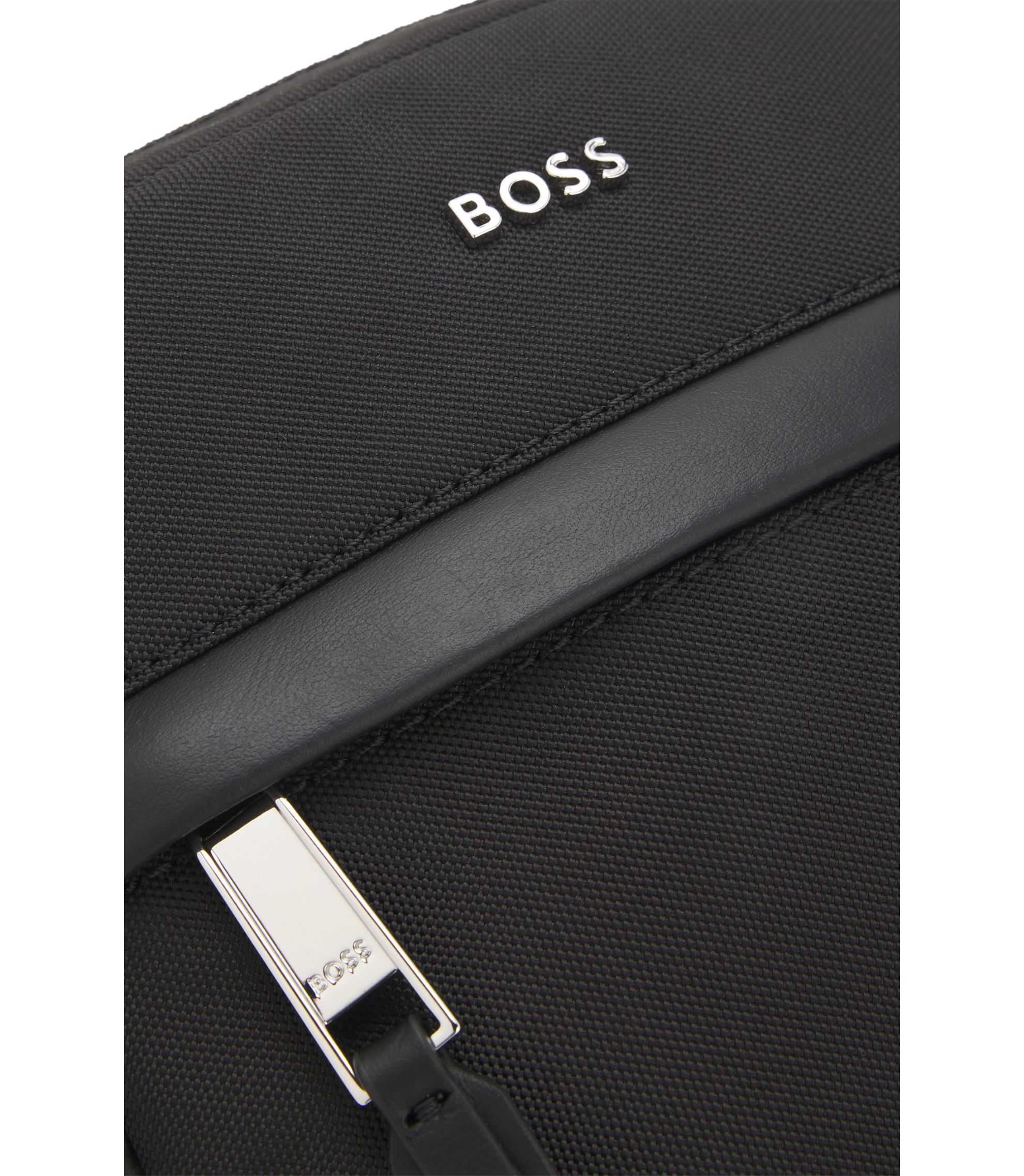 BOSS - Reporter bag with leather trims - Black