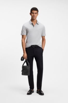 Bolso mensajero con apliques de piel, Negro