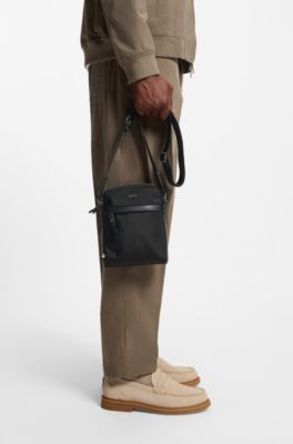 Reporter bag with leather trims, Black