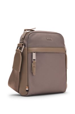 Leather-trimmed reporter bag, Light Green