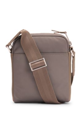 Leather-trimmed reporter bag, Light Green