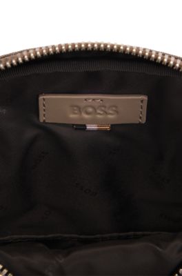 Leather-trimmed reporter bag, Light Green