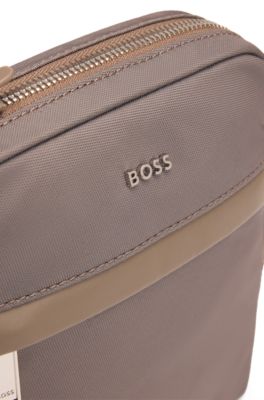 Leather-trimmed reporter bag, Light Green