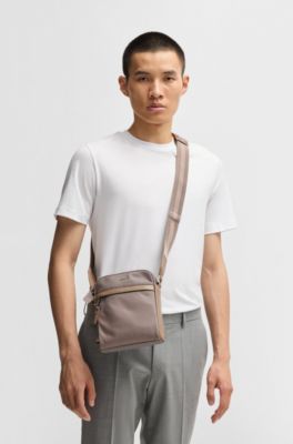 Leather-trimmed reporter bag, Light Green