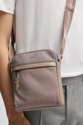 Leather-trimmed reporter bag, Light Green