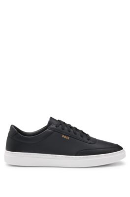 Coated-leather trainers with gold-tone logo