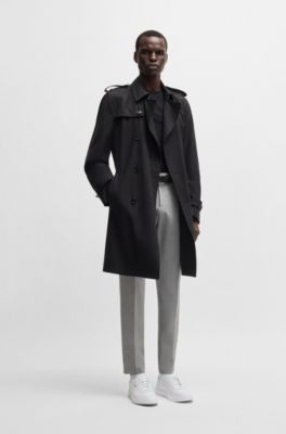 Coated-leather trainers with gold-tone logo, White