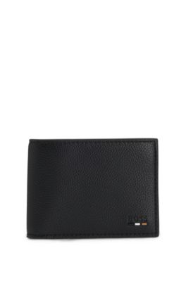 Wallet with embossed logo and signature stripe, Black