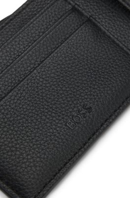 Wallet with embossed logo and signature stripe, Black